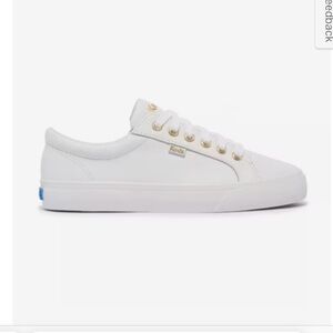 Keds Classic White Leather Sneakers with Gold Details